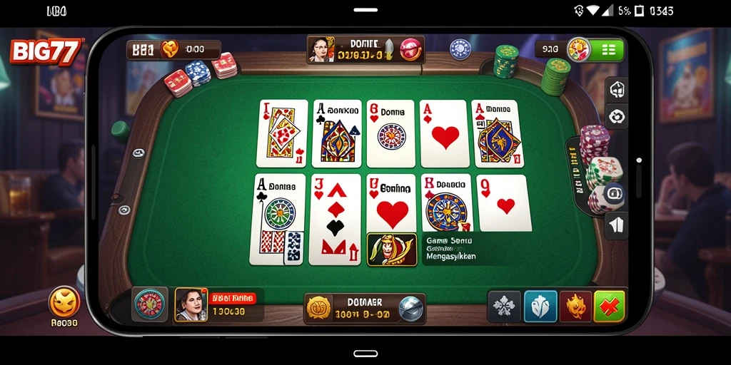 Screenshot menampilkan gameplay seru game Domino BIG77.
