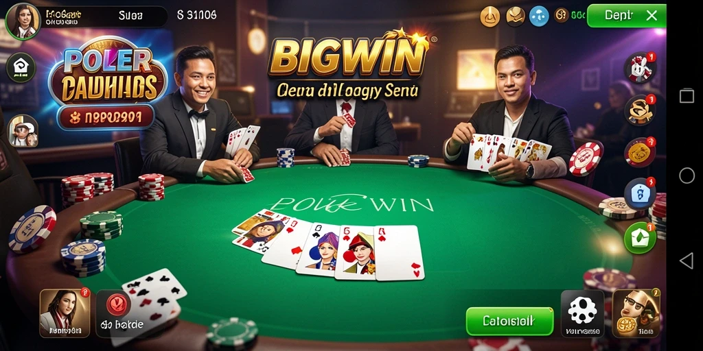 Tampilan gameplay Poker yang menegangkan dan menarik di BIGWIN.