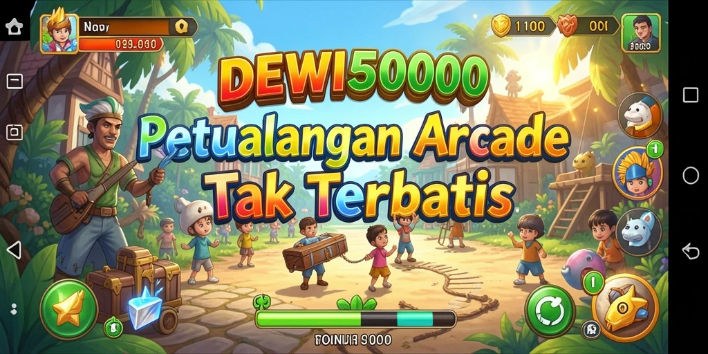 Tampilan gameplay DEWI5000 yang penuh warna dan tantangan.
