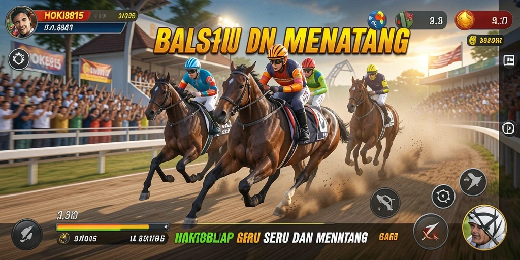 Gameplay seru HOKI8815 saat balapan di trek yang menantang.