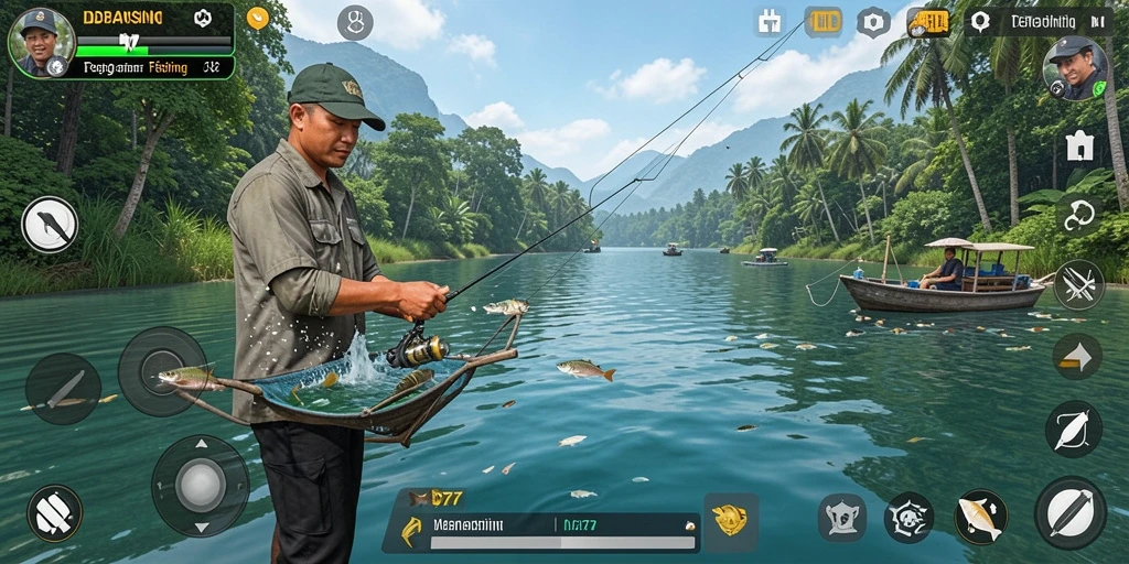 Gameplay menakjubkan dari IDR77 saat menangkap ikan di laut.