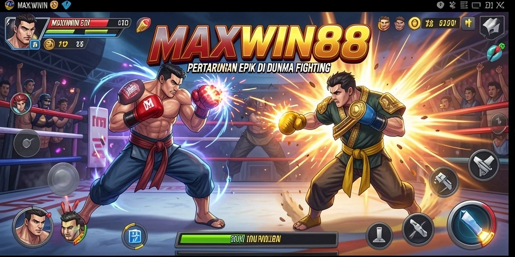 Screenshot gameplay MAXWIN88 menampilkan aksi pertarungan yang seru dan dinamis.