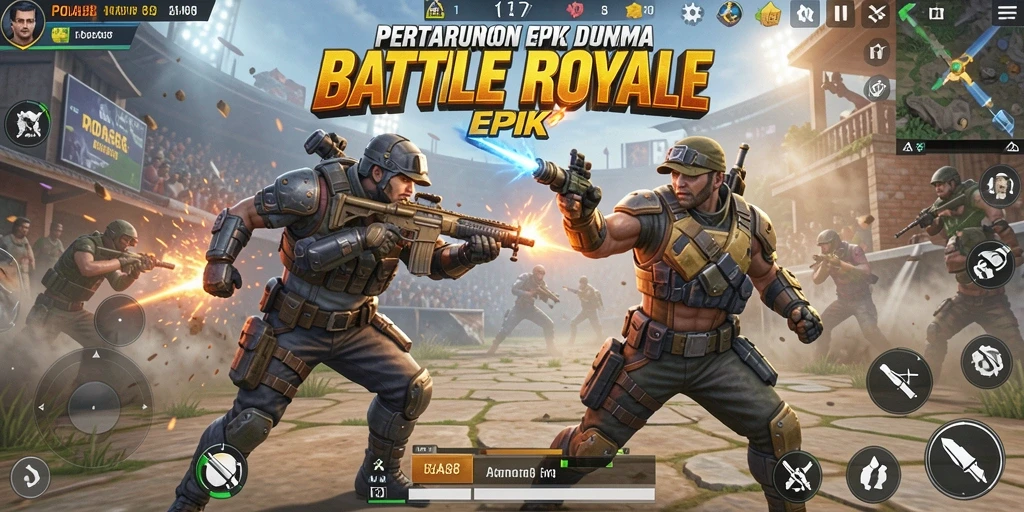 Tangkapan layar utama POA88 menampilkan intensitas perang Battle Royale.