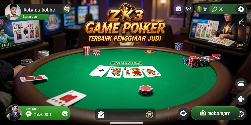 Tampilan gameplay ZK3 yang menarik dan seru saat bermain poker.